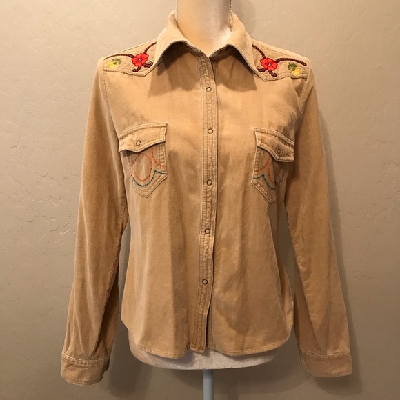 Andrew & Co Tops - Andrew & Co. embroidered western corduroy top